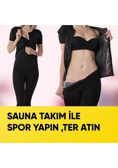 Termal Sauna Fermuarlı Kısa Kollu Sweat Sweet Sauna Pro Takım Çok Renkli