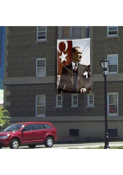 Ay Yıldız - Sivil Mustafa Kemal Atatürk Poster Cephe Bayrağı - 3x4,5 Metre 1