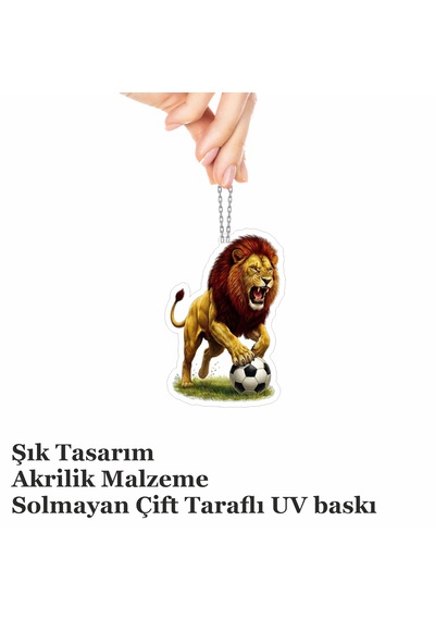 Araba Ayna Süsü, Araba Süsü, Çanta Aksesuarı - Aslan 4 - Pleksi Malzeme, Uv Baskılı - 043 8x6 Cm