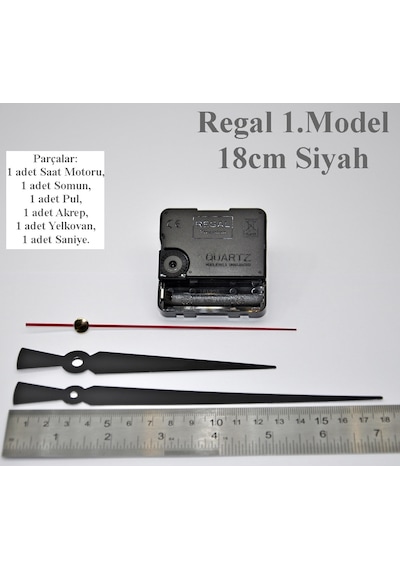 Regal Duvar Saati Motoru Metal Akrep Yelkovan Sessiz Mekanizma Siyah