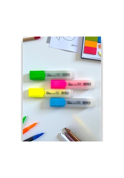 Fosforlu Highlighter Kalem 4 Lü Set Neon Renkler 124-Pembe