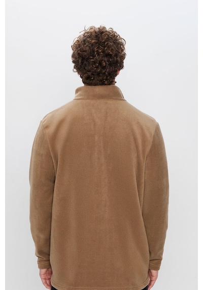 Tudors Unisex Haki Anti-pilling Tüylenme Yapmayan Standart Fit Tam Fermuarlı Soğuk Geçirmez Polar Hırka-32475 Haki