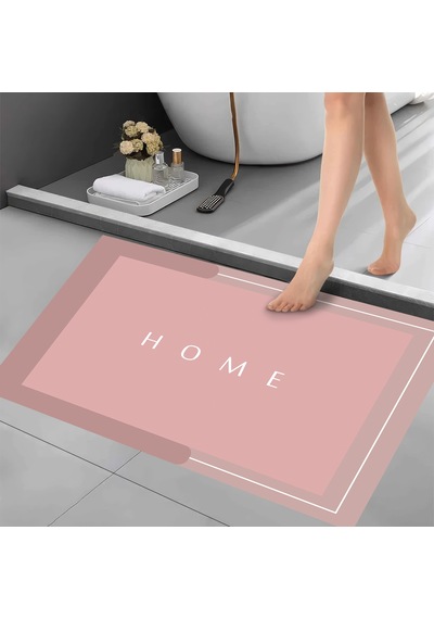 Dijital Kaymaz Yıkanabilir Banyo Mutfak Salon Paspas Halısı Trend Modern Al4001 Pembe