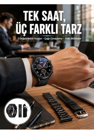 Akıllı Saat Yeni Nesil Üç Kordonlu Nabız Ölçer Çağrı Cevaplama Yeni Nesil