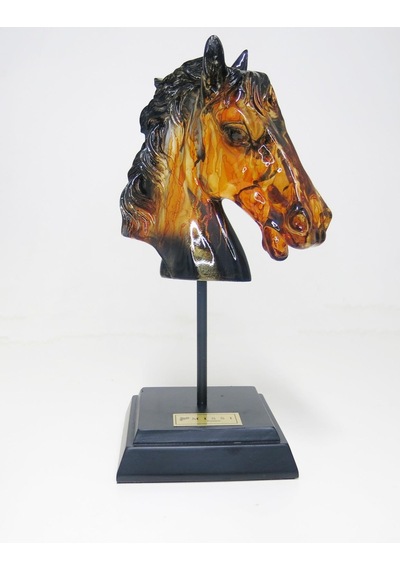 MİSSİ ÖZEL EL YAPIMI DEKORATİF AMBER AT BÜST/HEYKEL