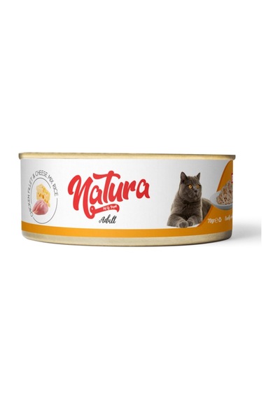 Natura Tavuklu ve Peynirli Konserve Yetişkin Kedi Maması 70 G