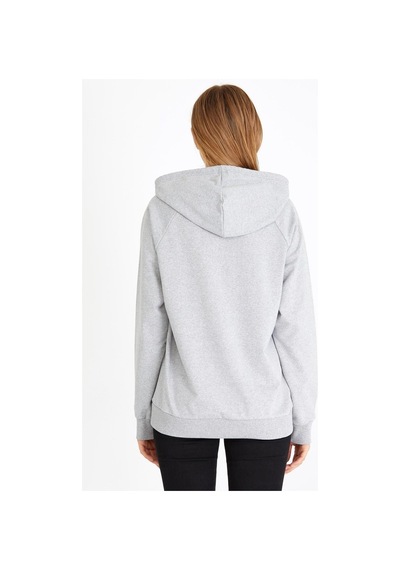 MMetalic Kadın Gri Renk Kapüşonlu Basic Örme Sweatshirt