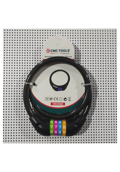 Cmc Tools Şifreli Bisiklet Kilidi Kiliti 12 Mm X 800 Mm Siyah Renk Tüv Süd Onaylı Ce Belgeli Gri - Siyah