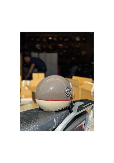 Nero Retro Motosiklet Kask - Ece Sertifikalı Sarı