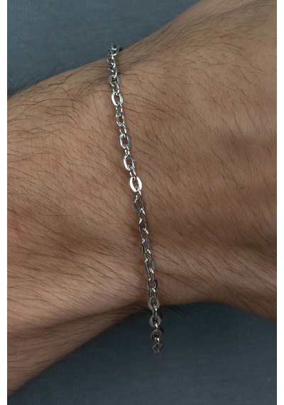 Kişiye Özel Sallantılı Harfli Unisex Forse Zincirli Gümüş Renk Çift Bilekliği Eck09c Metalik