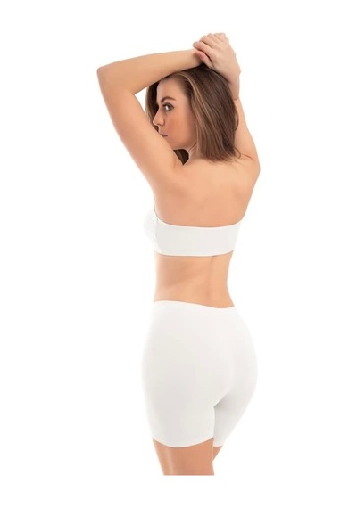 Cottonhill Premium - Kadın Ultra-rahat Seamless Yüksek Bel Uzun Paça Boxer-beyaz Beyaz