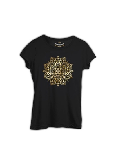 Golden Mandala Siyah Bayan Tshirt 001