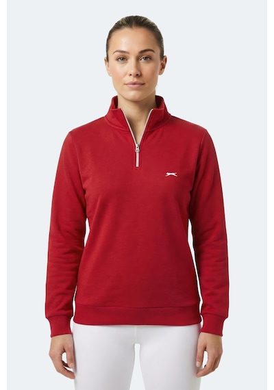Slazenger Maxıs I Kadın Dik Yaka Fermuarlı Kırmızı Sweatshırt Kırmızı
