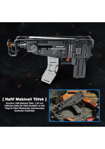 Reobrix 77029 Hafif Makineli Tüfek Yaratıcı Yapı Blok Seti Building Blocks Scorpion Submachine Gun - 566 Parça