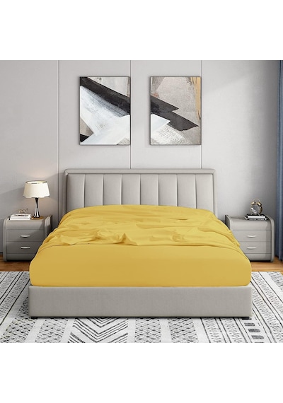 Soley Jersey %100 Pamuk Çift Kişilik 140 X 200 Lastikli Çarşaf Hardal Sarısı
