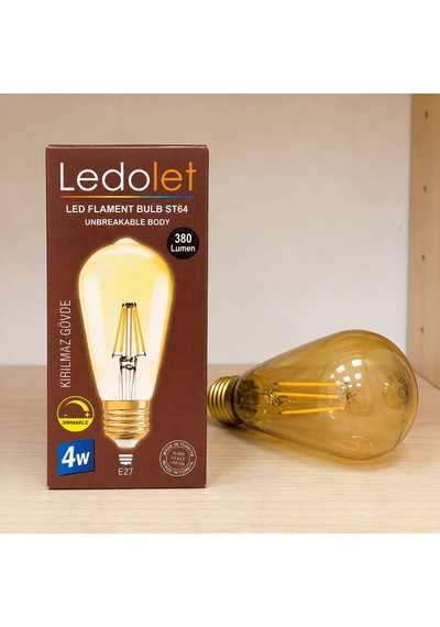 Ledolet Led Flament Bulb 4w 380 Lümen Kırılmaz Gövde E27