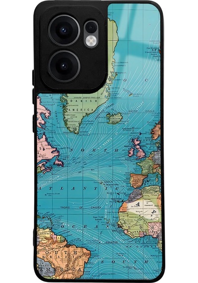 Oppo Reno 13f Uyumlu Atlantic Map Tasarımlı Glossy Telefon Kılıfı Çok Renkli