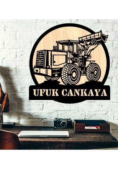 Kişiye Özel Exclavator İnşaat Şantiye Temalı Ahşap Duvar Tablo