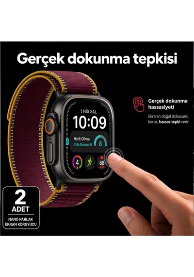 Apple Watch Ultra 4 49mm İle Uyumlu Ekran Koruyucu A3579 Nano Parlak 9h Esnek Cam Çizilmeye Dayanıklı Çok Renkli