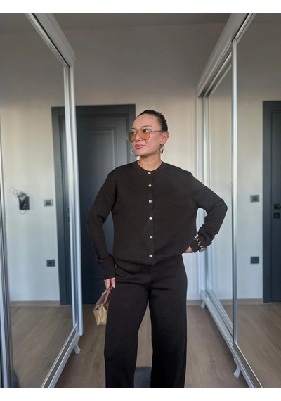 Keymoda Kadın Triko Hırka Koyu Kahve Kahverengi
