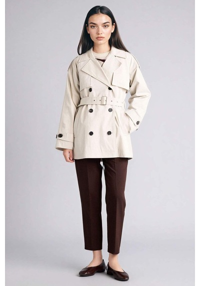 Defacto Regular Fıt Gömlek Yaka Twill Trençkot G9950ax26spgr392 Gri-gr392