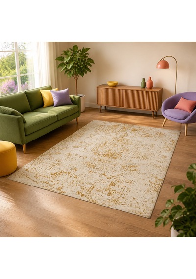 Kartela Halı Sina Halı Jüt Taban Dokuma Halı Hardal Sarısı - 120 X 180 Cm
