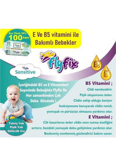 Flyfix Sensitive 12 Li 1200 Yaprak Saf Islak Mendil Bebek Havlusu