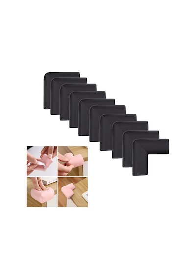 Microcase 3m Yapıştırmalı Sünger Bebek Ve Çocuk Köşe Kenar Koruyucu 10in1 Set - Al5235 Siyah Genel