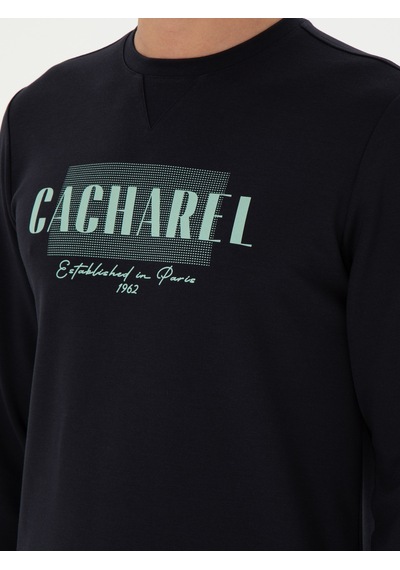Siyah Regular Fit Bisiklet Yaka Sweatshirt Lacivert