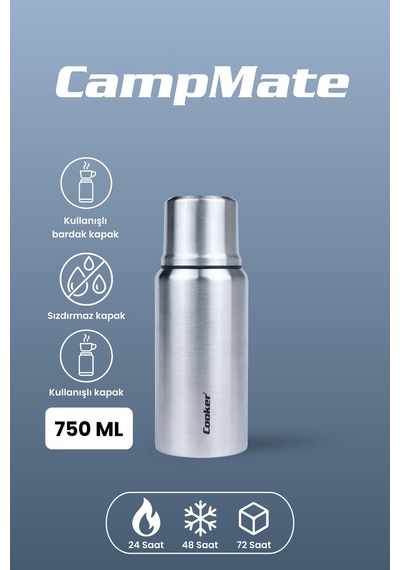 Cooker Campmate 750 Ml Paslanmaz Çelik Termos Ckr2105 Gümüş