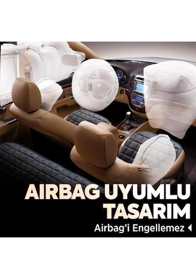 Premium Cepli Ortopedik Oto Koltuk Minder Seti - Oto Koltuk Kılıfı - Tam Set - Bej