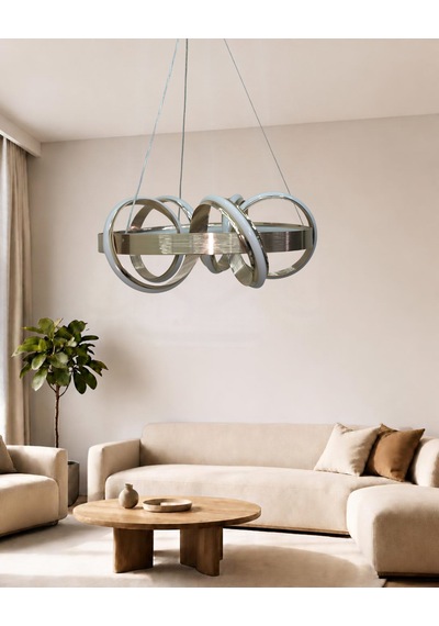 Kuzey Orta Modern Ledli Avize Çizgili 3 Renk Power Ledli Gold Kaplama Kumandalı Yatak Odası Salon Mutfak