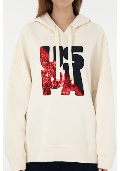 U.S. Polo Assn. Kadın Krem Kapüşonlu Sweatshirt 50292353-VR071