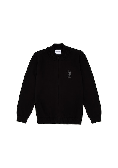 U.S. Polo Assn. Erkek Çocuk Siyah Fermuarlı Triko Hırka 50295560-VR046