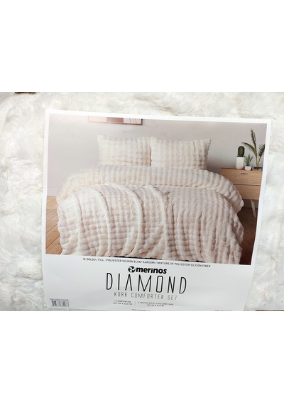 Merinos Diamond Kürk Comforterset Çift Kiş Yorganseti-bubble Krem Krem
