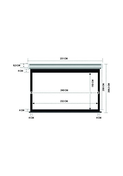 Codegen Ax-24 240x200cm Siyah Fonlu Storlu Kilitleme Mekanizmalı Projeksiyon Perdesi, Beyaz