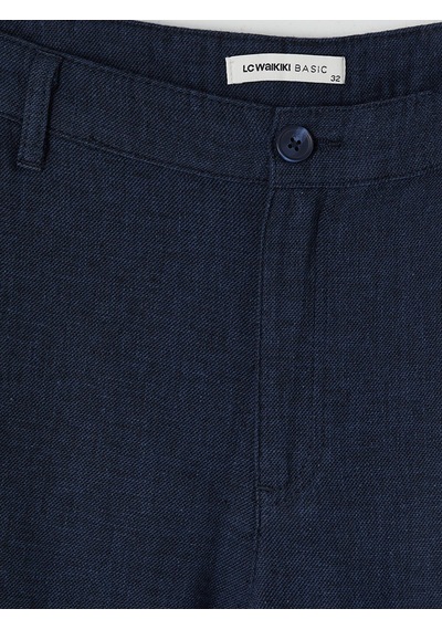 Lcwaıkıkı Classic Lacivert Regular Fit Keten Karışımlı Erkek Şort