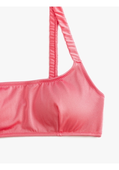Koton Bralet Bikini Üstü Arkası Kopça Kapamalı Büzgü Detaylı Pedli Pembe 4sak10253mm
