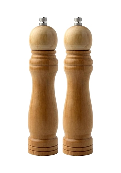 Bambu Gövdeli Komple Ahşap Tuz Karabiber Değirmeni Baharat Öğütücüsü Orta Boy 21 Cm 2 Adet 000 Açık Krem