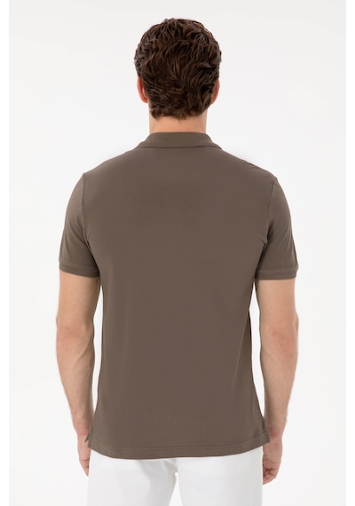 U.S. Polo Assn. Erkek Slim Fit Polo Yaka Vizon Basic Tişört 50298041-VR052