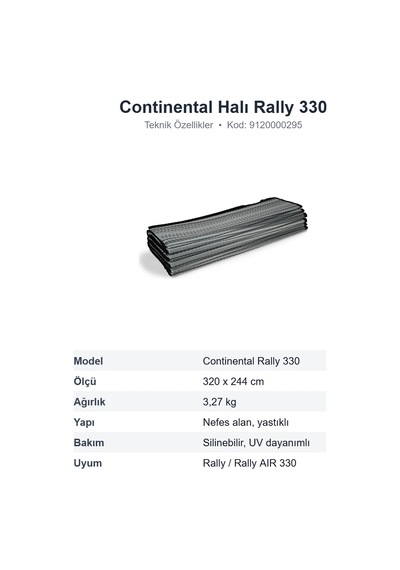 Dometic Continental Halı Rally 330 Ön Çadır Halısı, Nefes Alan 320x244 Cm 9120000295