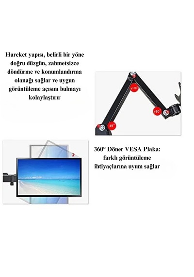 14-32'' Çift Kollu Ayarlanabilir Monitör Tutucu Masa Üstü