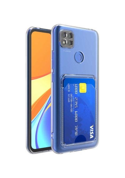 Xiaomi Redmi 9c Kılıf Kartlıklı Şeffaf Zore Setra Clear Silikon Kapak Renksiz