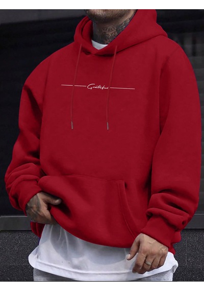 Uyguntarz İmza Baskılı Oversize Sweatshirt Kırmızı