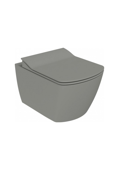 Creavit Elegant Rim-off Duroplast Yavaş Kapanan Klozet Kapaklı Cool Grey Set