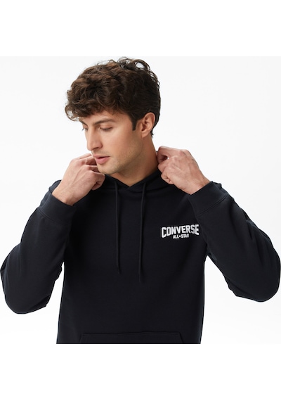 Converse Classic Erkek Grafik Baskılı Siyah Hoodie