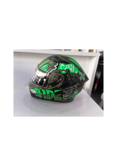 Jk 902 Çene Açılır Mat Yeşil Mat Siyah Güneş Vizörlü Kask