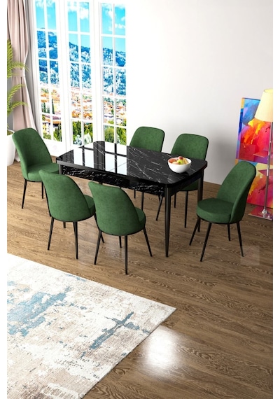 Canisa Concept Zen Serisi 80x132 Mdf Açılabilir Siyah Mermer Desen Masa Takımı Ve 6 Haki Yeşil Sandalye Masa Siyah Sandalyeler Haki Canisa Concept Zen Serisi 80x132 Mdf Açılabilir Siyah Mermer Desen Masa Takımı Ve 6 Haki Yeşil Sandalye Masa Siyah Sandalyeler Haki