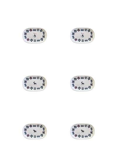 Porser Porselen Hitit Oval Kayık Tabak Takımı 20x13cm 6 Parça Çok Renkli