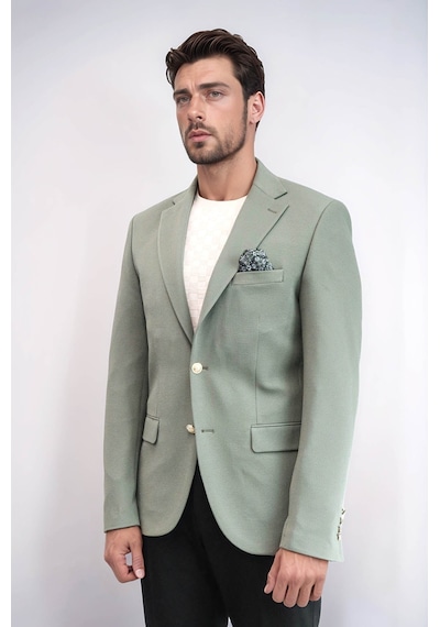 Haki Yeşil Kendinden Desenli Örme Altın Renk Metal Düğmeli Slim Fit Erkek Blazer Ceket - Wessi Green Haki Yeşil Kendinden Desenli Örme Altın Renk Metal Düğmeli Slim Fit Erkek Blazer Ceket - Wessi Green